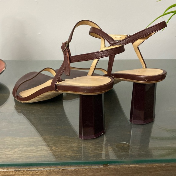 BY FAR 55MM MAGNOLIA LEATHER SANDALS IN BORDEAUX - Picture 4 of 6